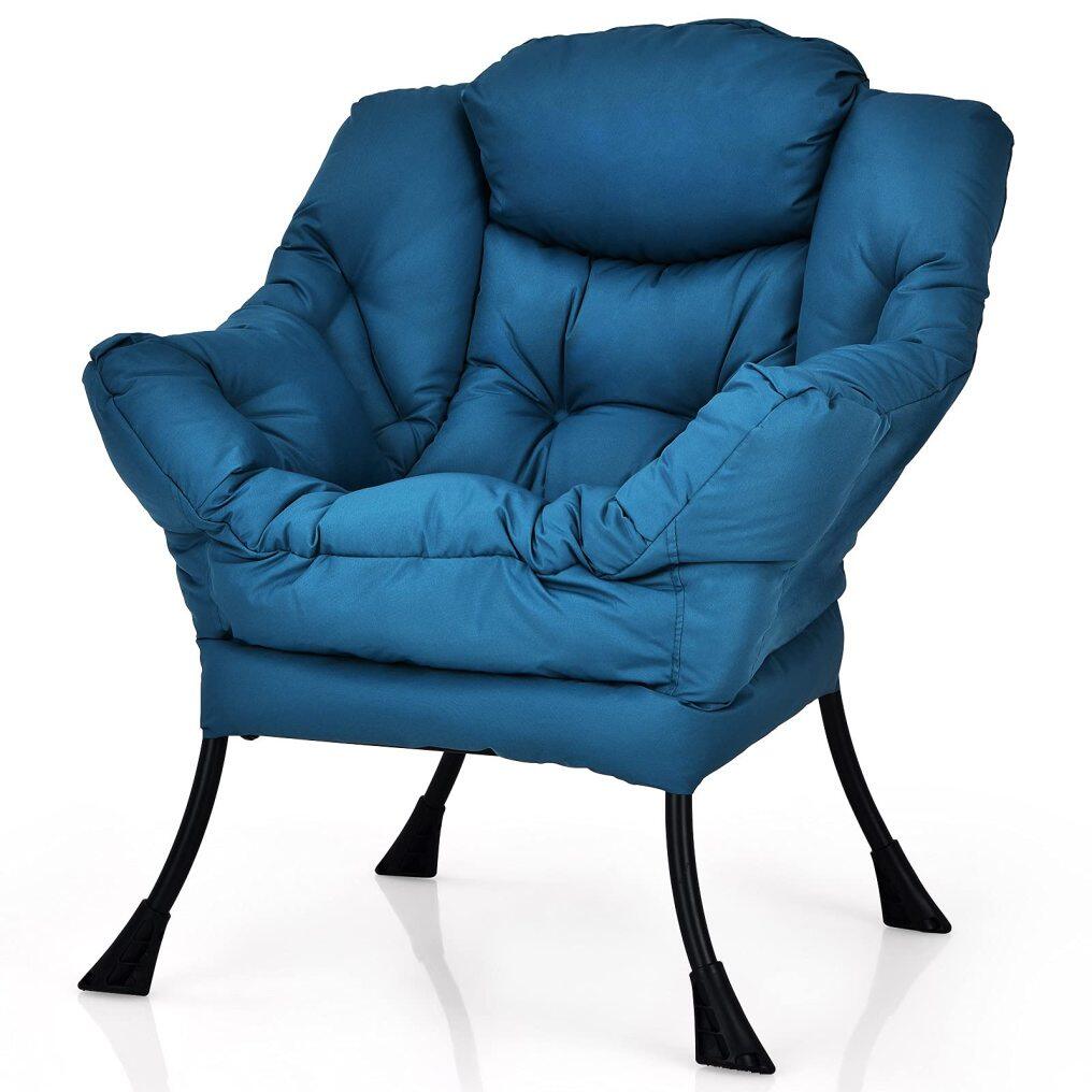 Upholstered Single Sofa Chair w/Armrests & Side Pocket | Modern Lazy Chair