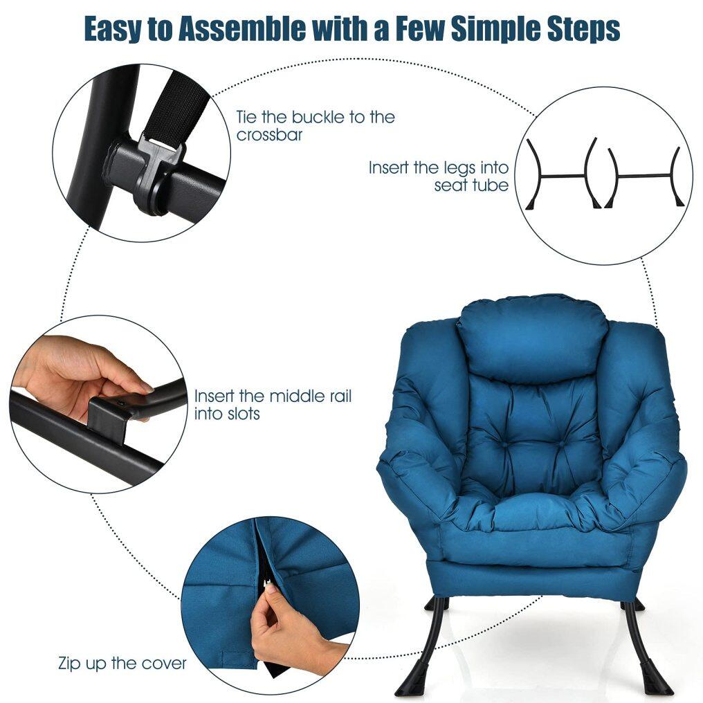 Upholstered Single Sofa Chair w/Armrests & Side Pocket | Modern Lazy Chair