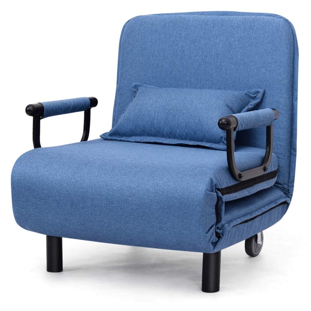 KOMFOTT Convertible Chair Bed, Tri-Fold Sofa Bed with 5-Position Adjustable Backrest & Pillow