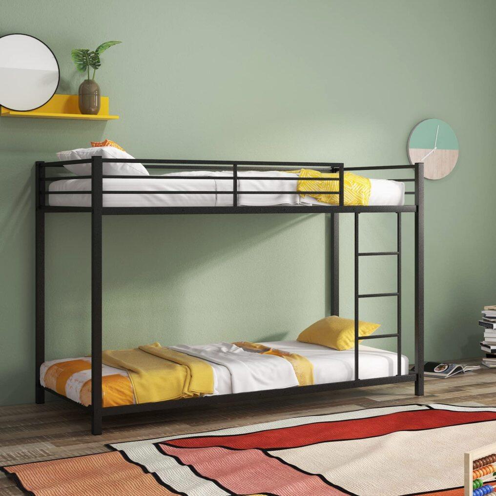 KOMFOTT Metal Low Bunk Bed Twin Over Twin