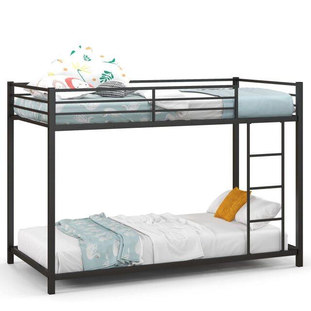 KOMFOTT Metal Low Bunk Bed Twin Over Twin