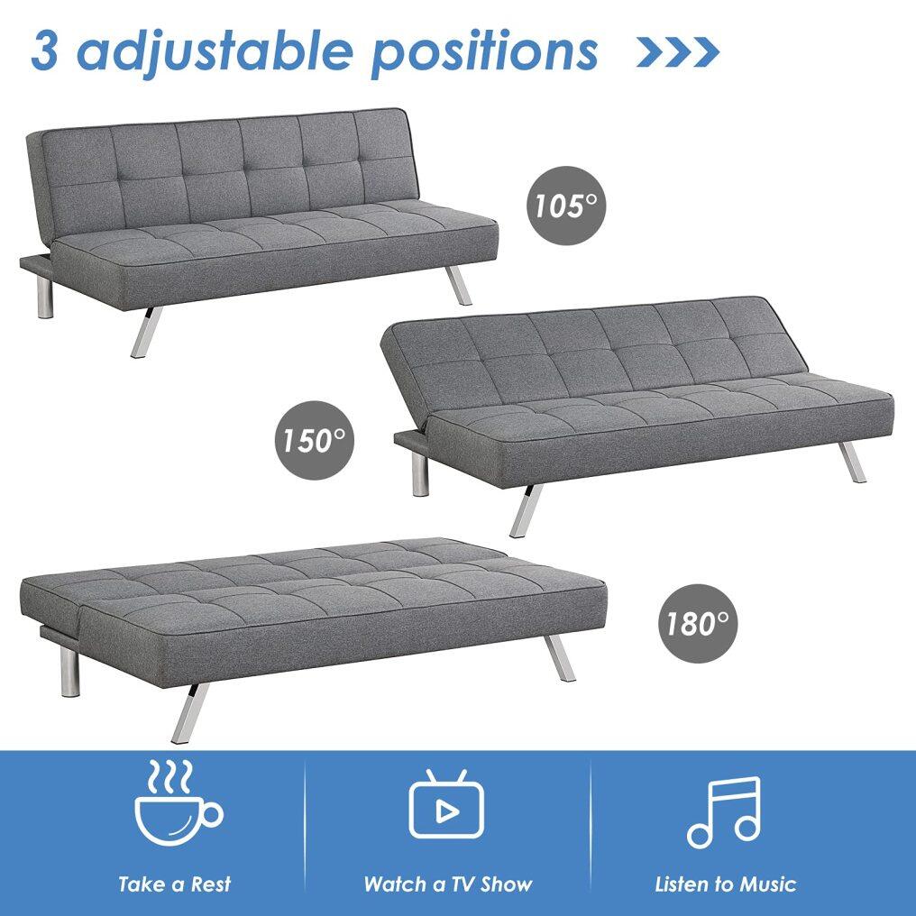 3 Seater Convertible Sofa Bed with 3 Variable Angles