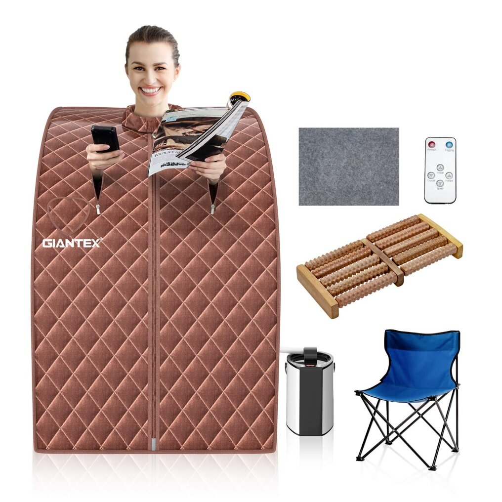 Portable 3L Personal Therapeutic Sauna Temperature & Timer Adjustable W/Chair