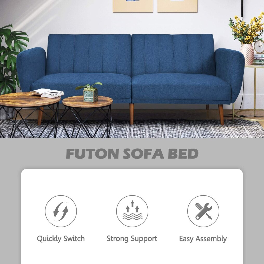 3-Level Angle Adjustable Foldable Futon Sofa Bed with Pillow  for Compact Living Room