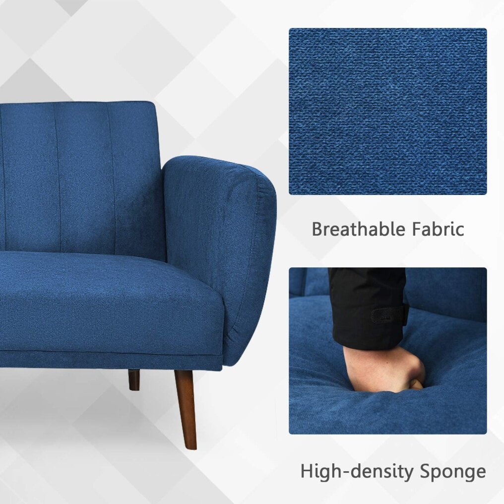 3-Level Angle Adjustable Foldable Futon Sofa Bed with Pillow  for Compact Living Room