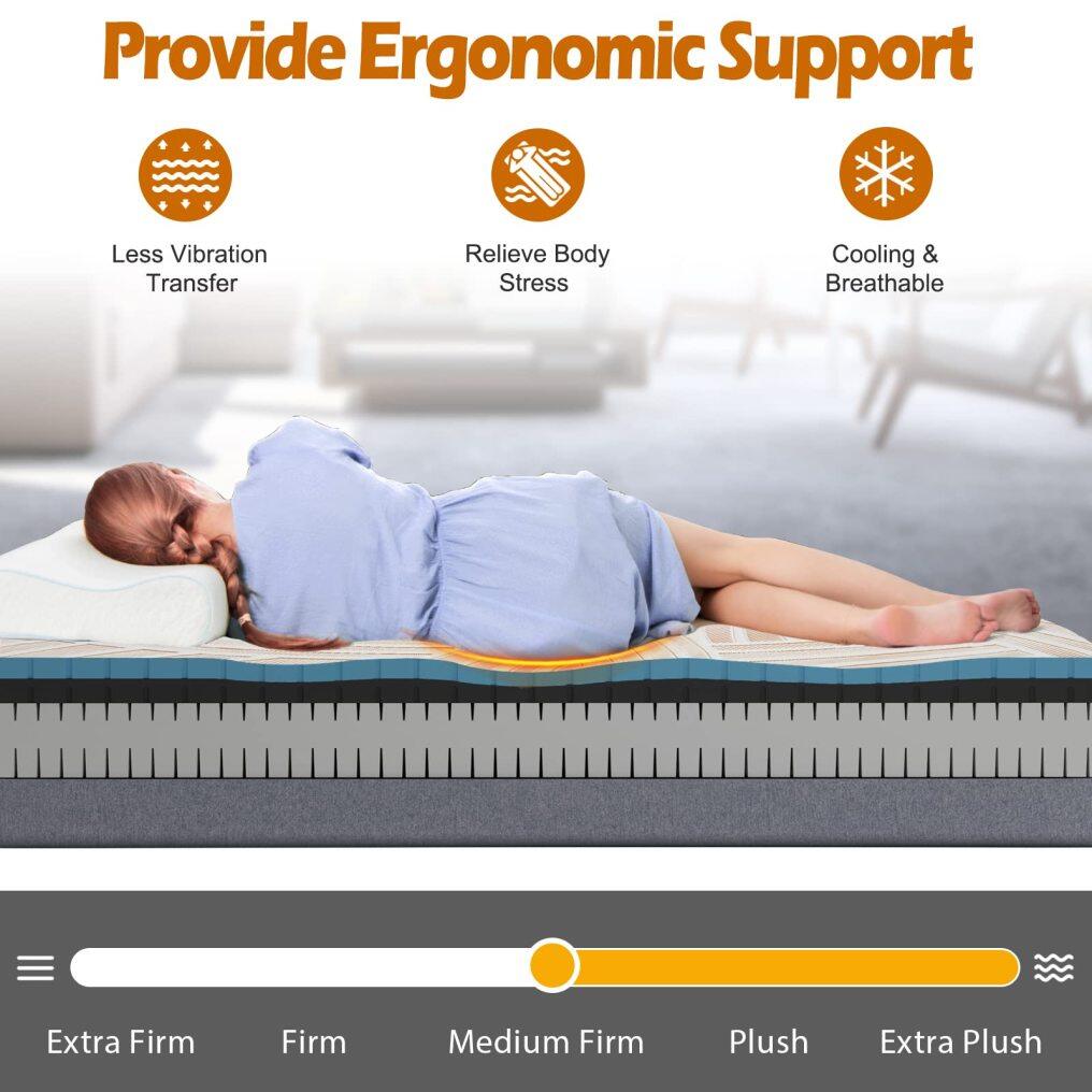 KOMFOTT 8 Inch Adjustable Bed Mattress Twin XL, 3D Transformable Cutting Mattress