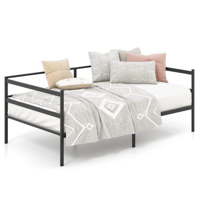 KOMFOTT Twin Size Metal Daybed Frame, Heavy-Duty Metal Slats Support Platform Bed