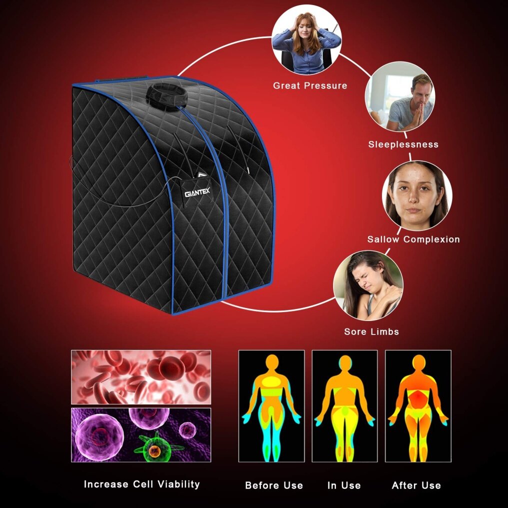 Portable Personal Far Infrared Sauna W/ 9 Temperature & Timer