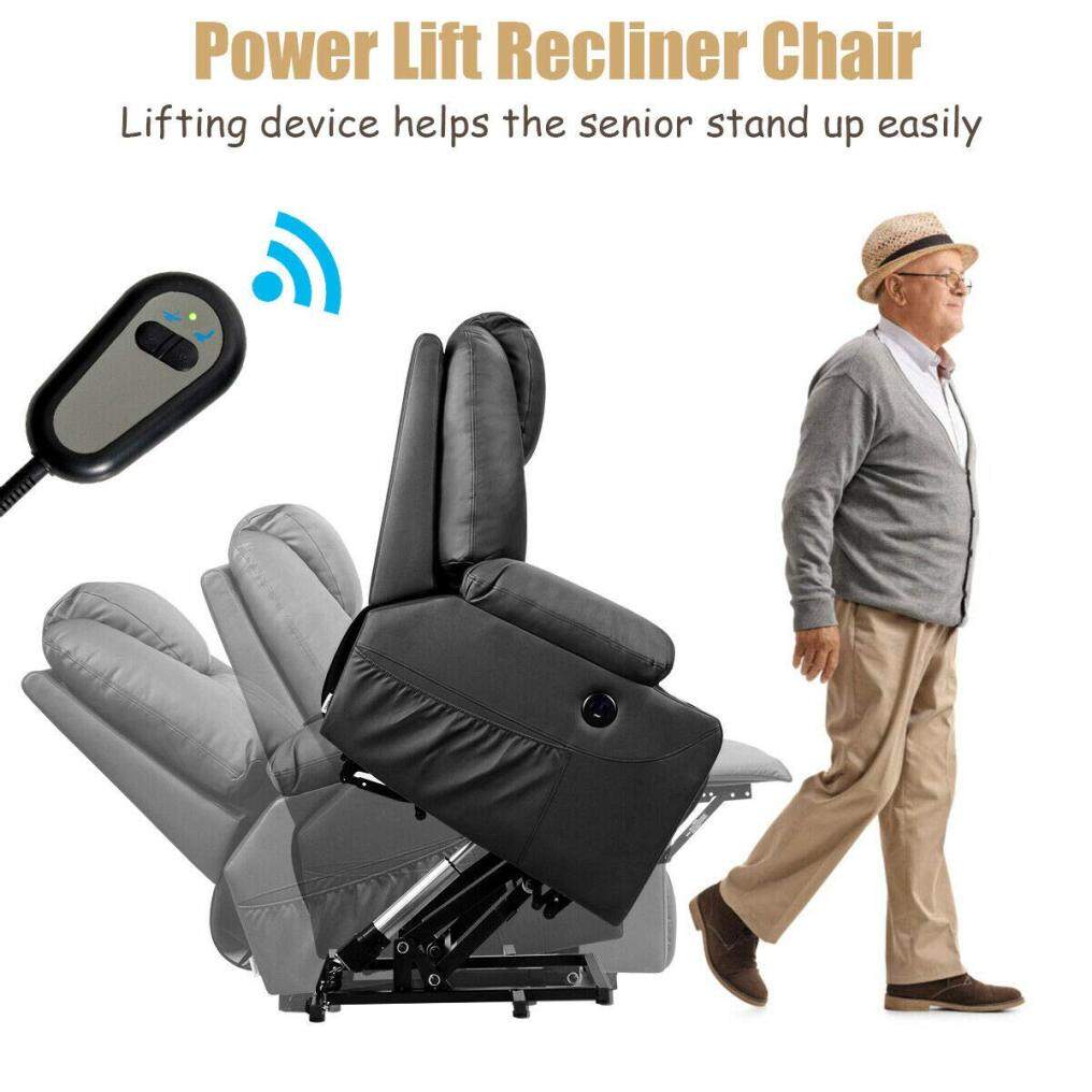 Komfott Power Lift Recliner Chair for Elderly, Faux Leather Electric Recliner w/Massage and Heating