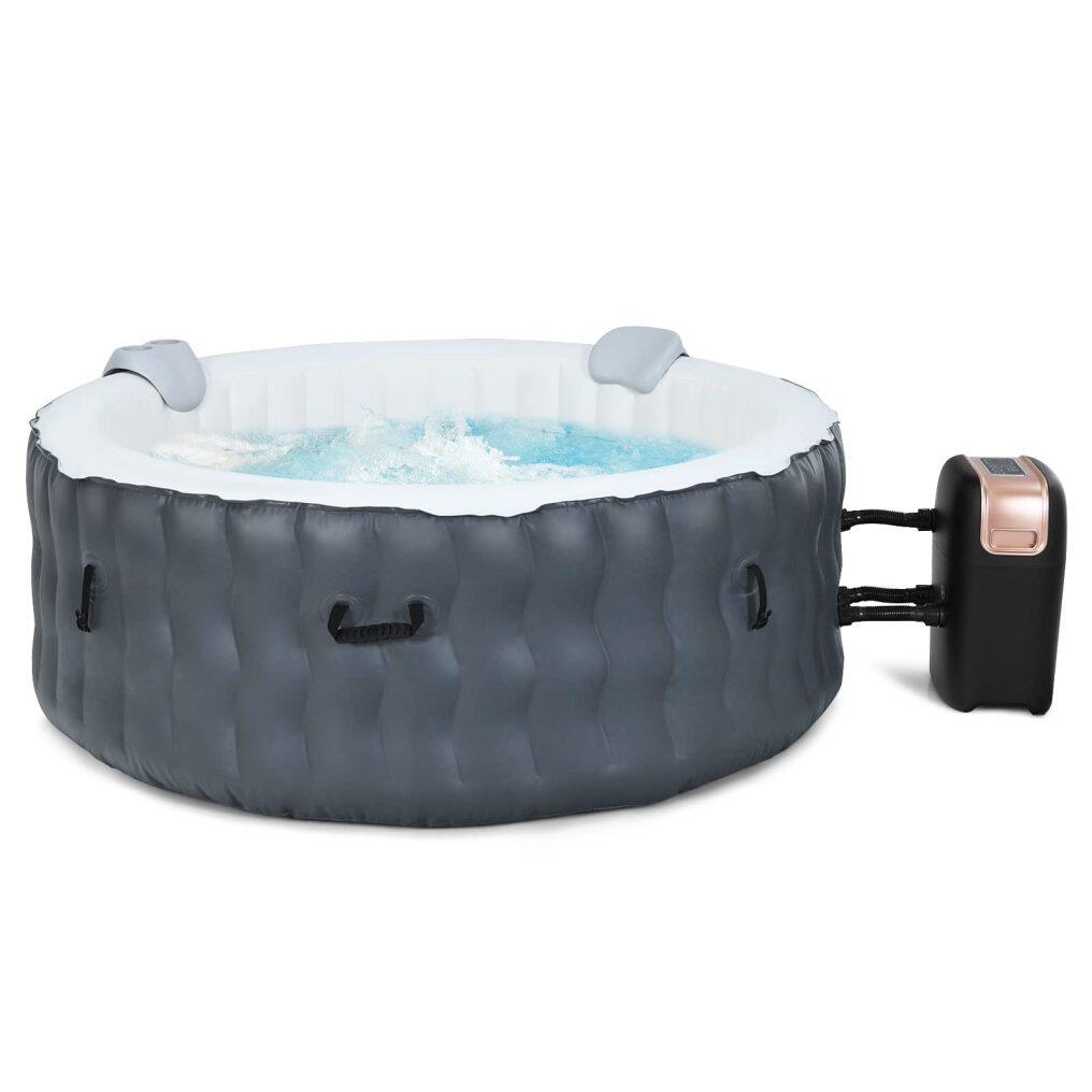 Komfott Hot Tub, 71” x 27” 4 Person Inflatable Hot Tub with 108 Bubble Jets, Air Pump, Filter Cartridge & Cover, Portable Outdoor Blow Up Spa
