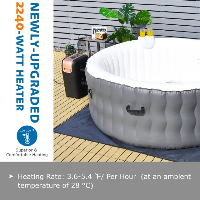 Komfott Hot Tub, 71” x 27” 4 Person Inflatable Hot Tub with 108 Bubble Jets, Air Pump, Filter Cartridge & Cover, Portable Outdoor Blow Up Spa