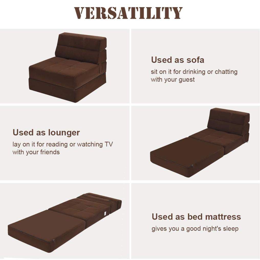 Folding Futon Modern Chaise Lounge | Convertible Sofa Bed