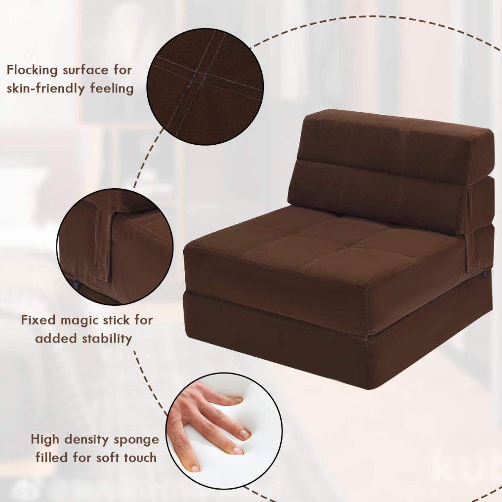 Folding Futon Modern Chaise Lounge | Convertible Sofa Bed