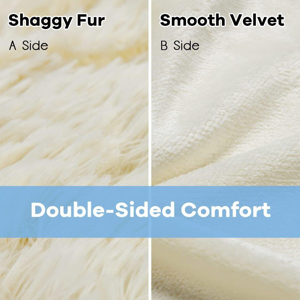 Reversible Soft Fur Blanket, Oversized Fluffy Throw Blanket