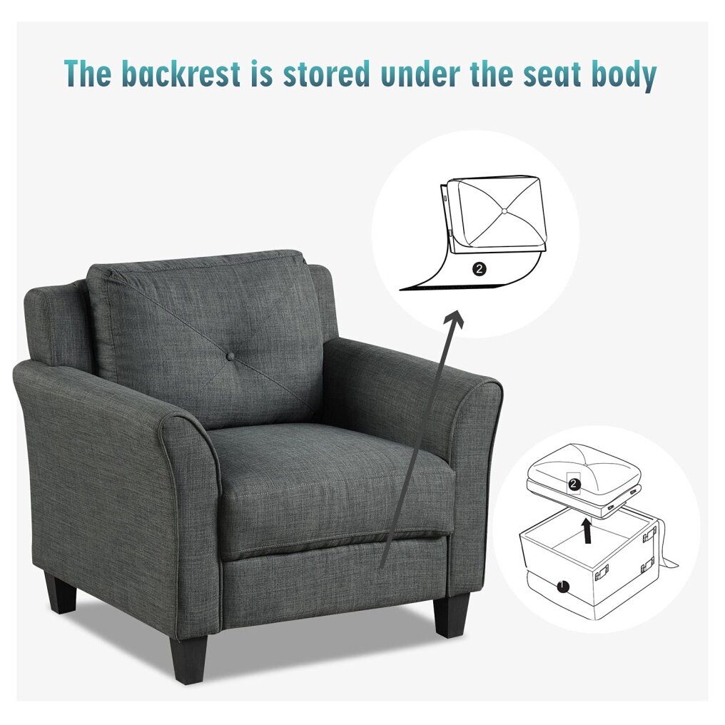 Leisure Arm Chair with Button Tufting Back Cushion | Comfy Single Sofa Chair