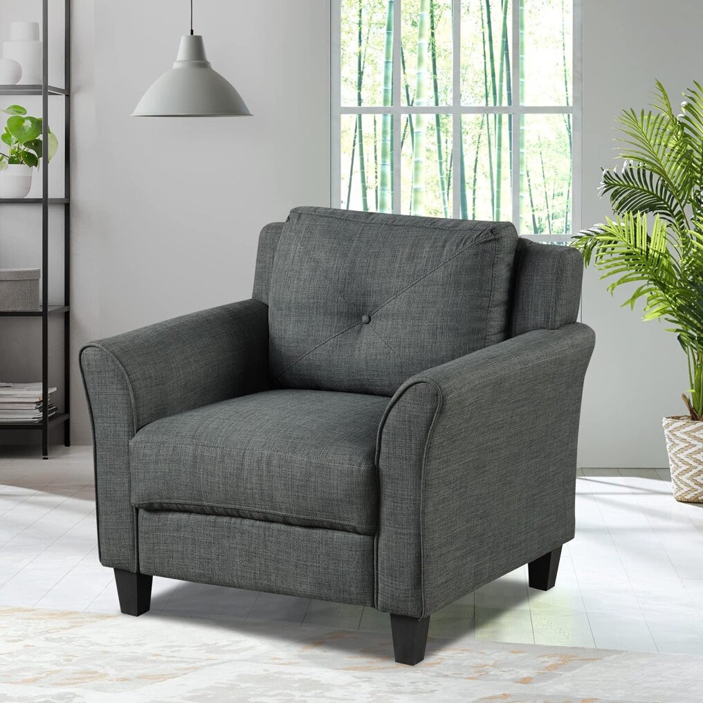 Leisure Arm Chair with Button Tufting Back Cushion | Comfy Single Sofa Chair