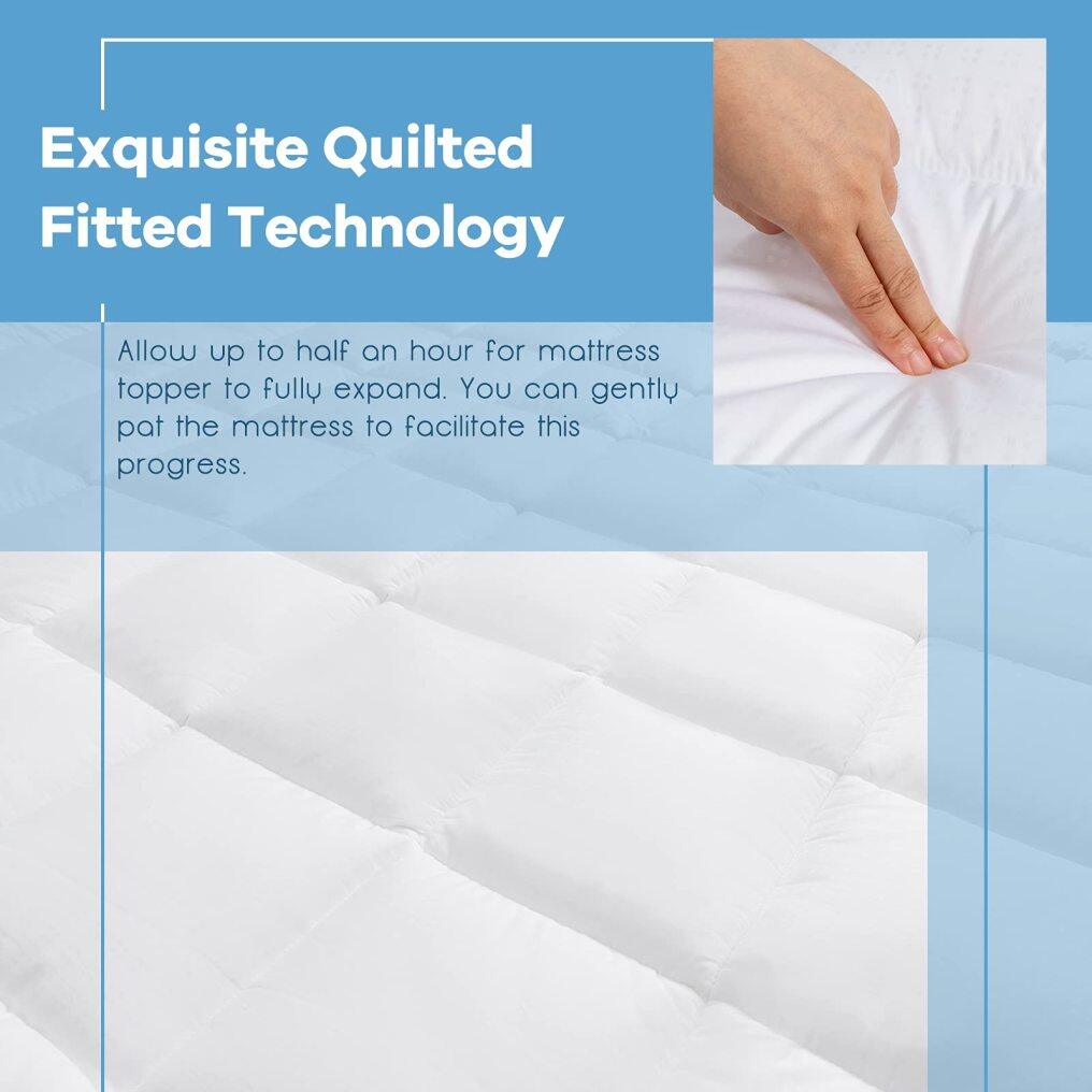 KOMFOTT Twin Mattress Pad Pillow  8-21 Inch Fitted Deep Pocket, Snow White