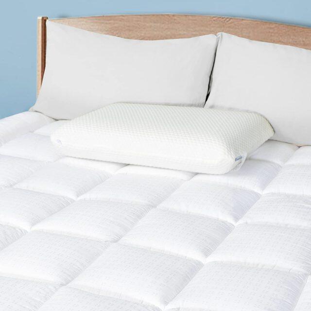 KOMFOTT Twin Mattress Pad Pillow  8-21 Inch Fitted Deep Pocket, Snow White