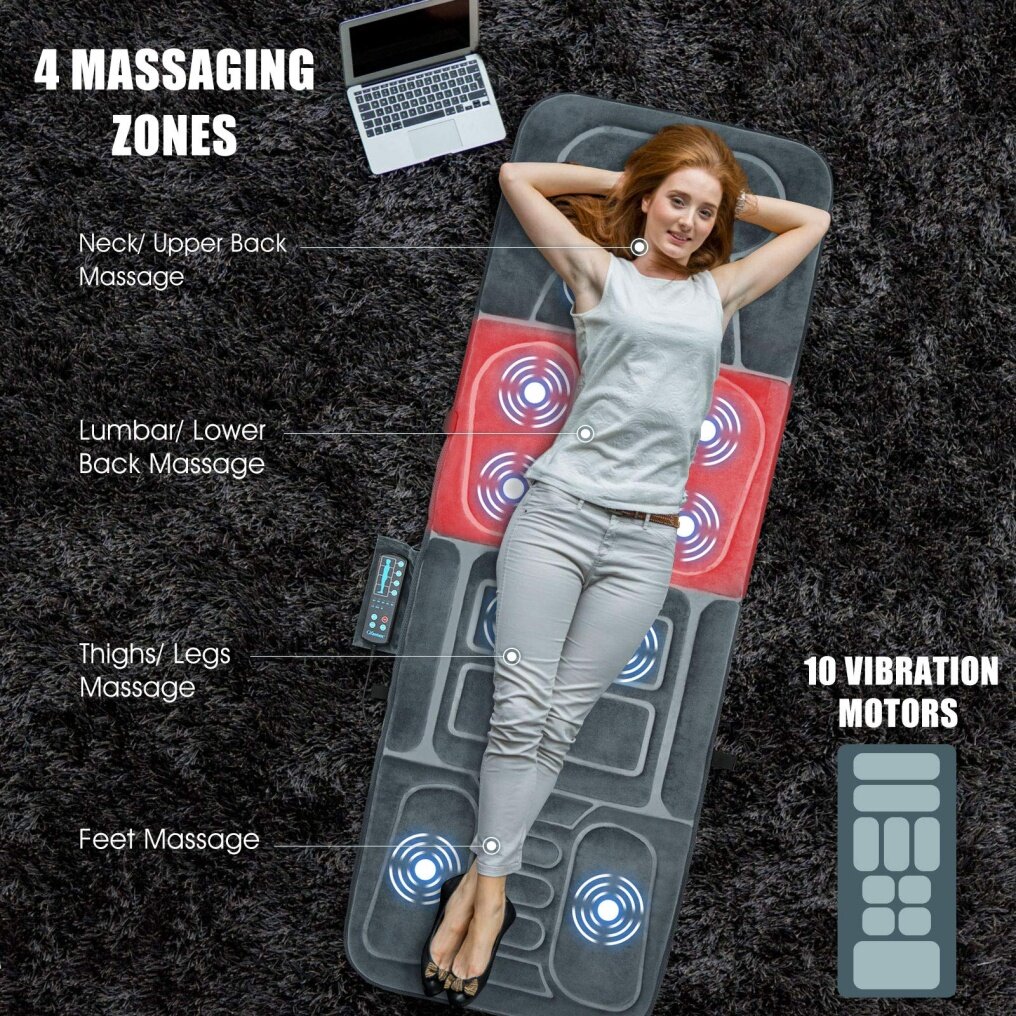 Komfott Back Massage Chair Pad with 10 Vibration Motors and Auto Shut Off