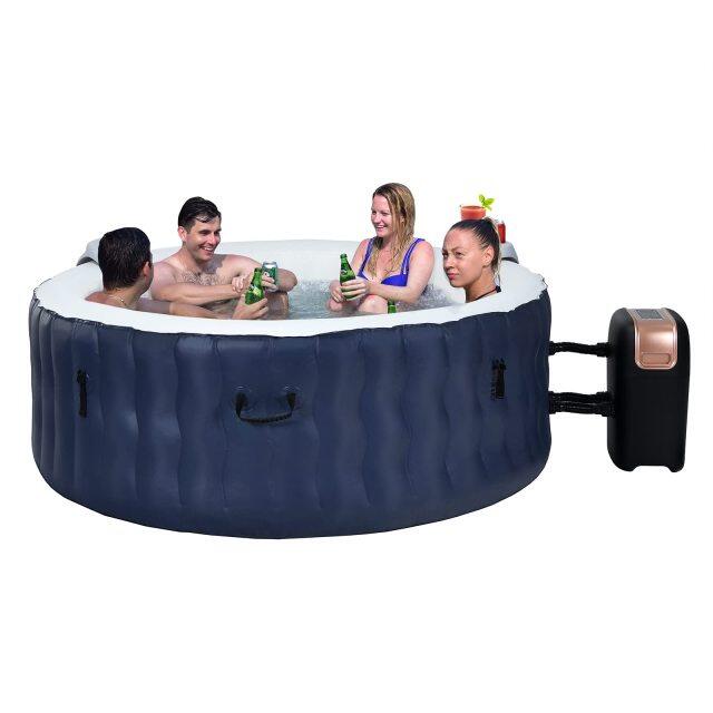 Komfott Hot Tub, 71” x 27” 4 Person Inflatable Hot Tub with 108 Bubble Jets, Air Pump, Filter Cartridge & Cover, Portable Outdoor Blow Up Spa
