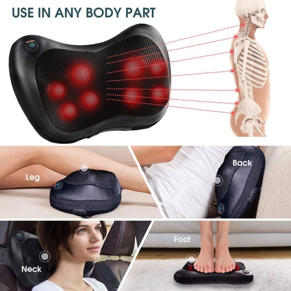 Komfott Shiatsu Back Neck Massager with Heat, Kneading Massage Pillow for Muscle Pain Relief