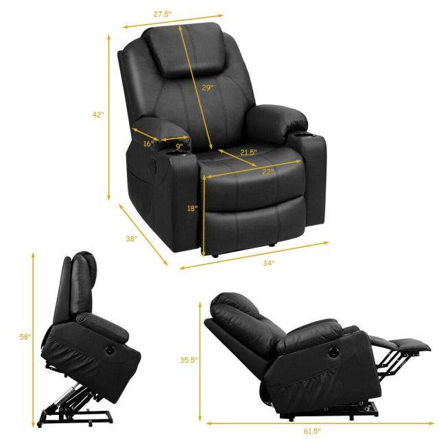 Komfott Power Lift Recliner Chair for Elderly, Faux Leather Electric Recliner w/Massage and Heating