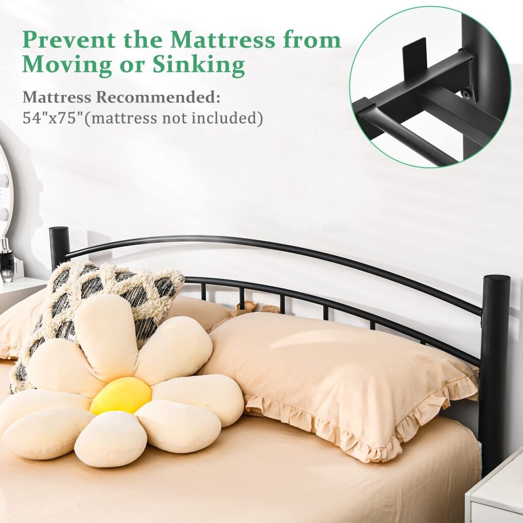 Metal Bed Frame, Modern Platform Bed with Headboard and Footboard