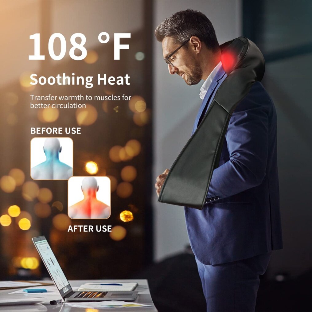 Komfott Shiatsu Neck Back and Shoulder Massager w/Heat, Deep Tissue 3D Kneading Massage Pillow