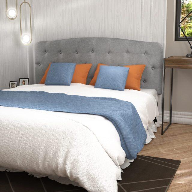 Upholstered Headboard, Adjustable Height from 38" to 53" Platform, Full Size