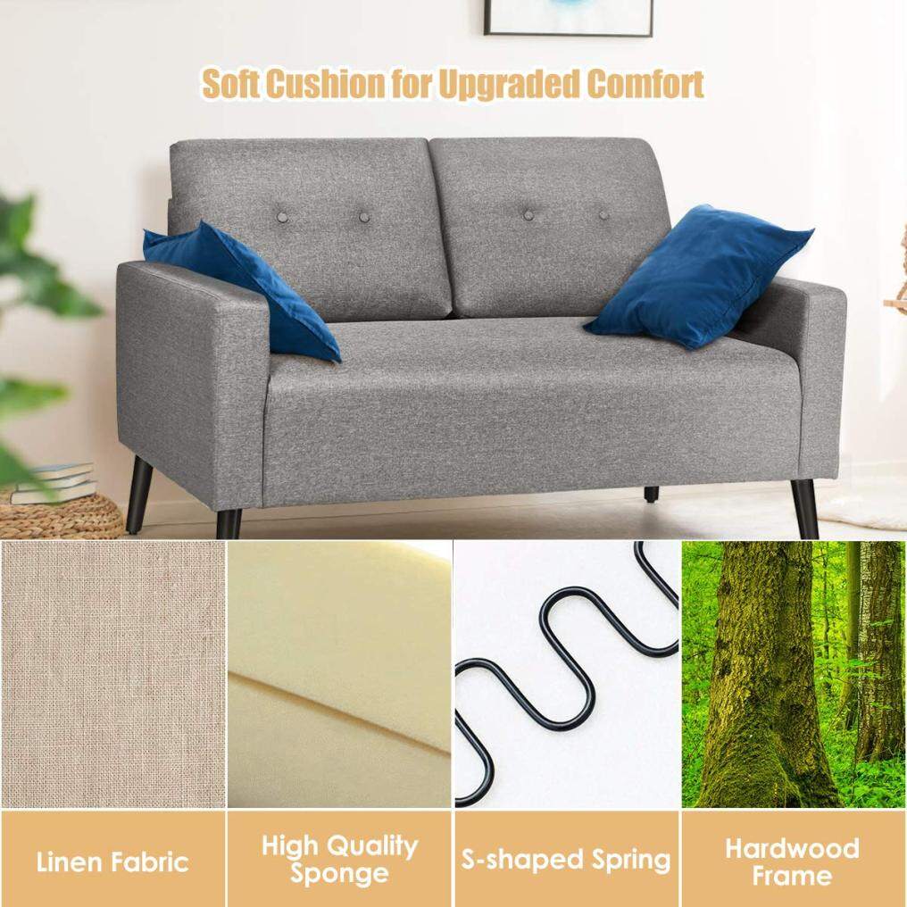 Modern Gray 55" Upholstered Sofa Couch for Living Room