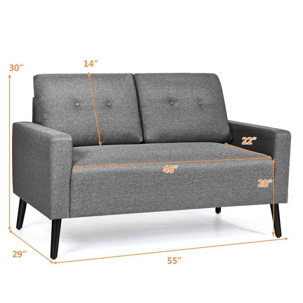 Modern Gray 55" Upholstered Sofa Couch for Living Room