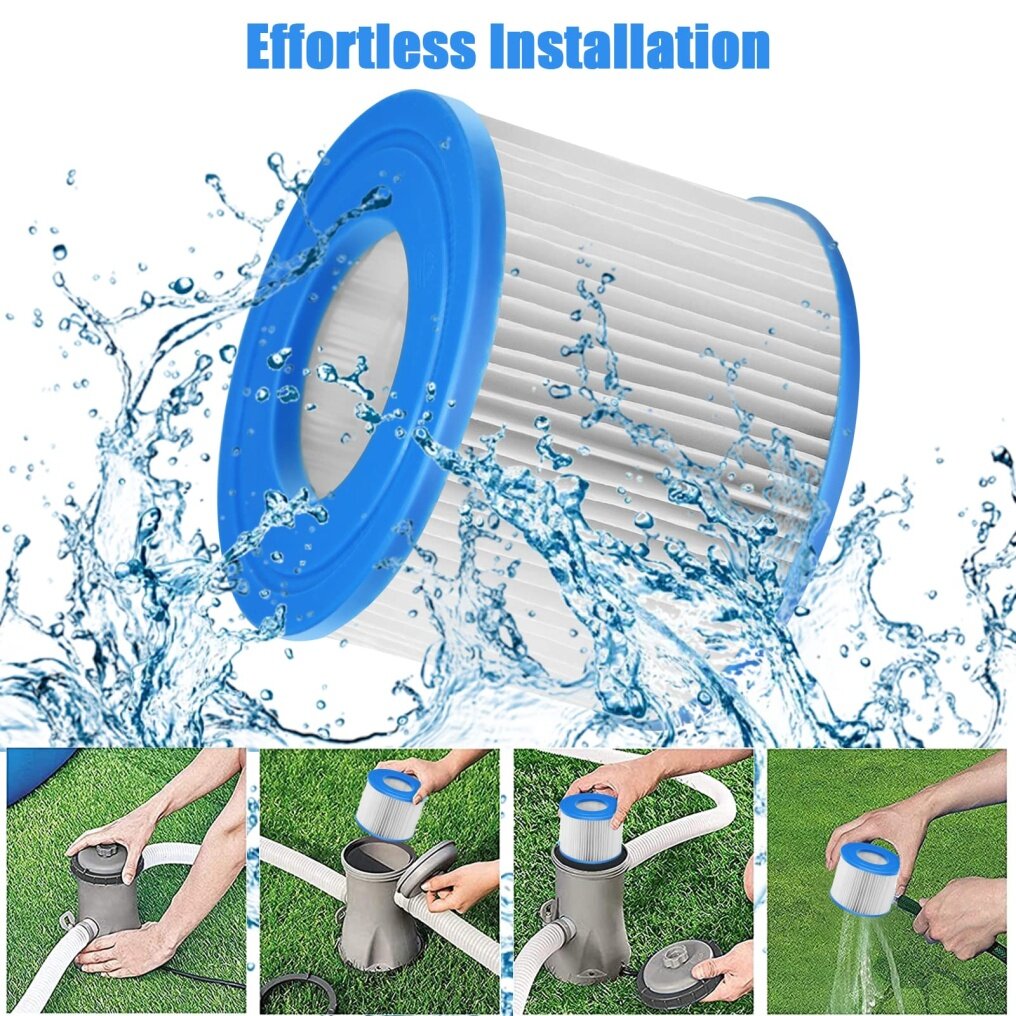 6 Pack Spa Filter Cartridge Compatible & Most Hot Tub, Massage Pool, Inflatable Pool, Swimming Pool (6, 4” x 4" x 3")