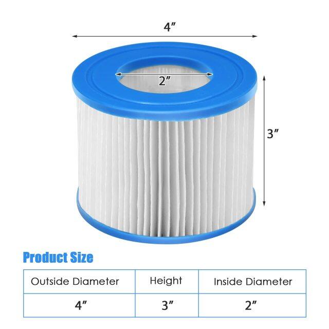 6 Pack Spa Filter Cartridge Compatible & Most Hot Tub, Massage Pool, Inflatable Pool, Swimming Pool (6, 4” x 4" x 3")
