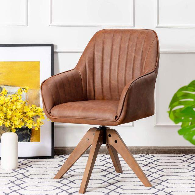 Stylish Swivel Home Office Chairs | PU Leather Dining Armchair