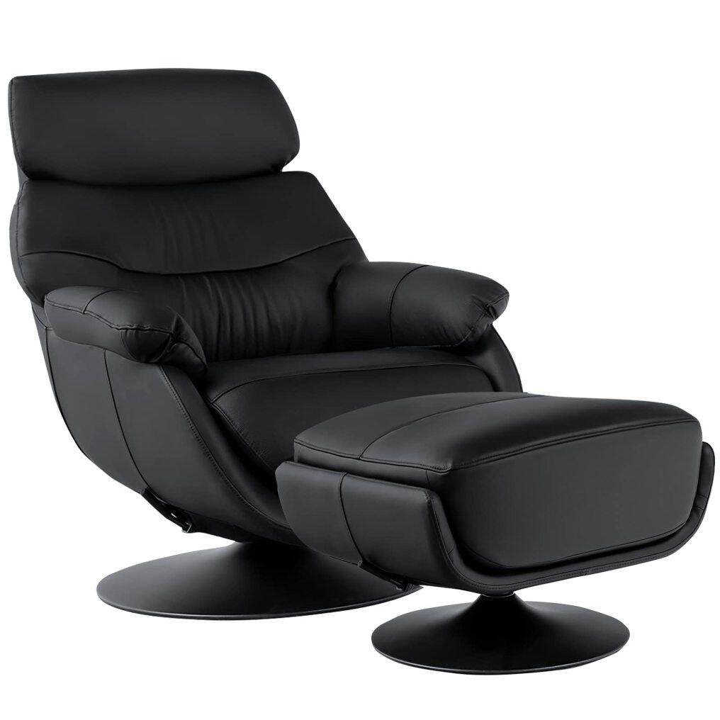 360 Swivel Leather Lounge Chair with Ottoman