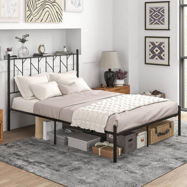 KOMFOTT Gold Twin Metal Platform Bed Frame, Heavy-Duty Metal Bed Frame with Sturdy Slats Support