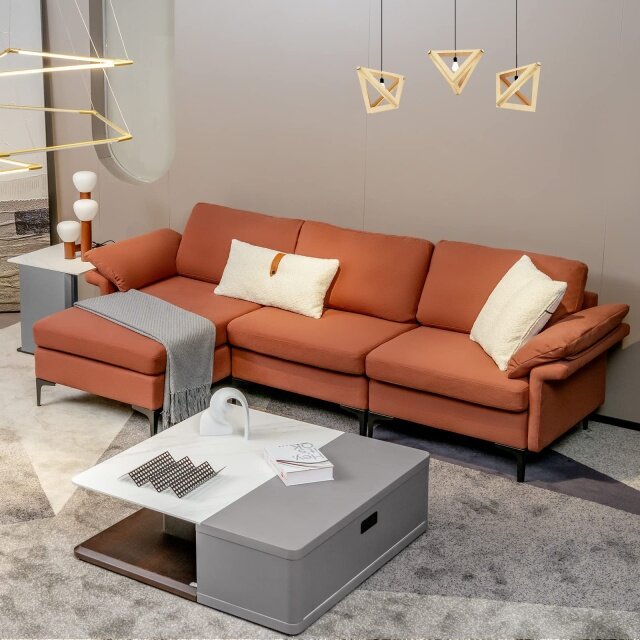 KOMFOTT 100.5 Inch Extra Large L Shaped Sectional Sofa Couch, 3-Seat Sofa with Reversible Chaise Lounge