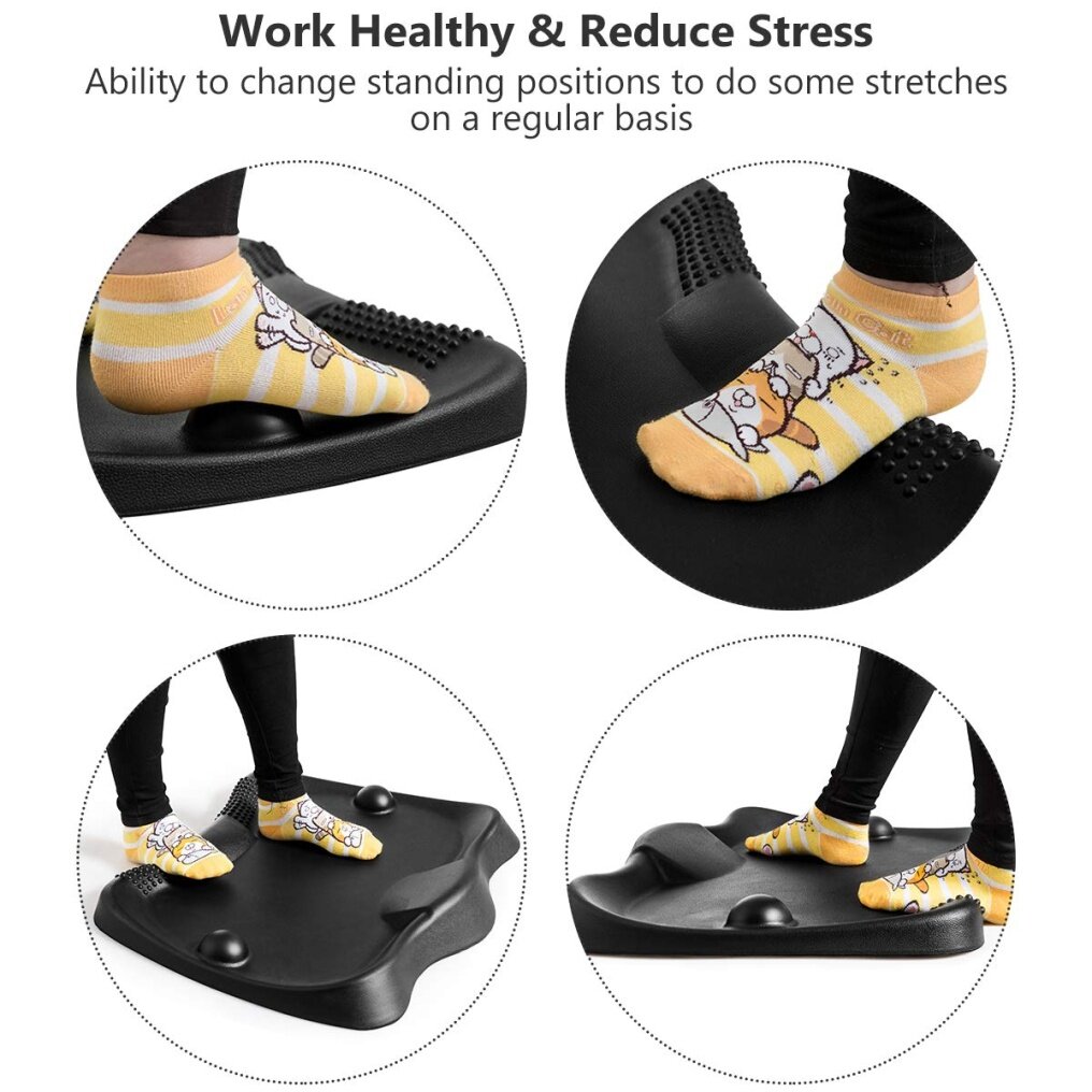 Komfott Standing Desk Anti-Fatigue Mat Not-Flat, Anti-Fatigue Comfort Floor Mat with 2 Massage Balls