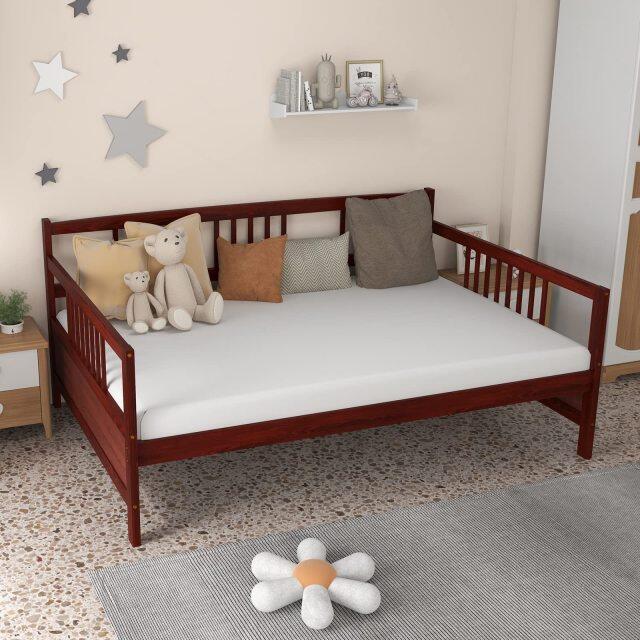 KOMFOTT Wood Daybed Frame Full Size, Sofa Day Bed Frame with Wooden Slats Support