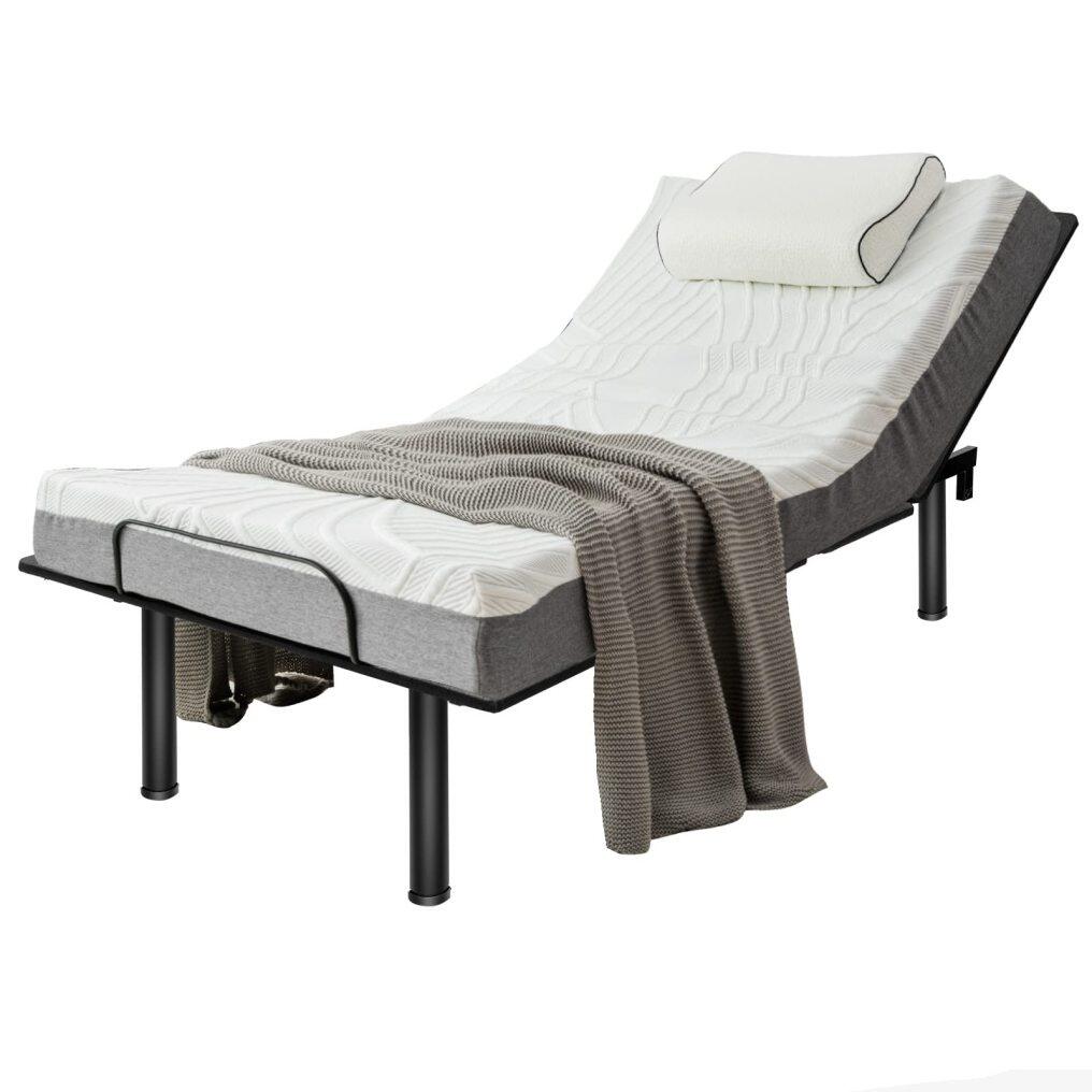 Komfott Electric Bed Frame w/ Dual USB Ports & Under Bed LED Lights Adjustable Head & Foot for Home Dormitory