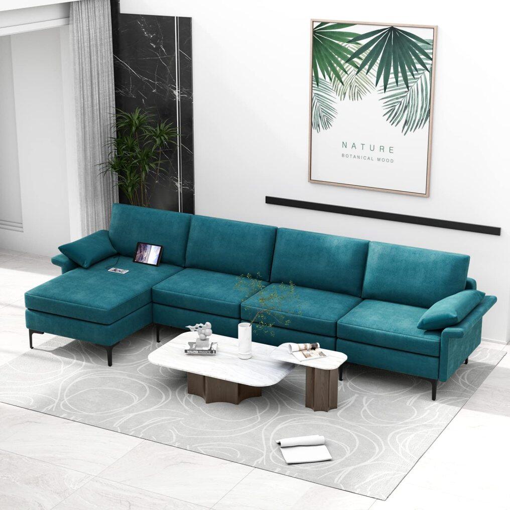 KOMFOTT 100.5 Inch Extra Large L Shaped Sectional Sofa Couch, 3-Seat Sofa with Reversible Chaise Lounge