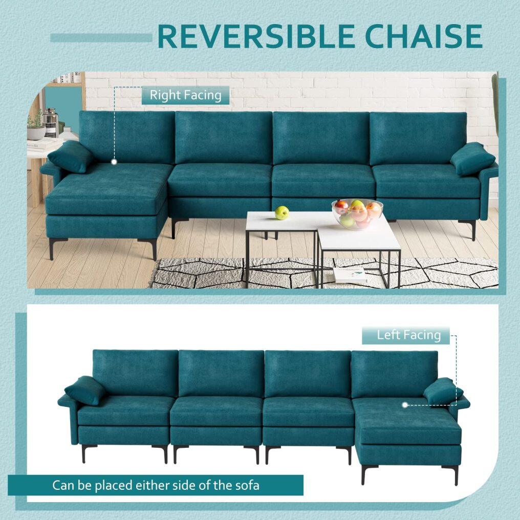KOMFOTT 100.5 Inch Extra Large L Shaped Sectional Sofa Couch, 3-Seat Sofa with Reversible Chaise Lounge