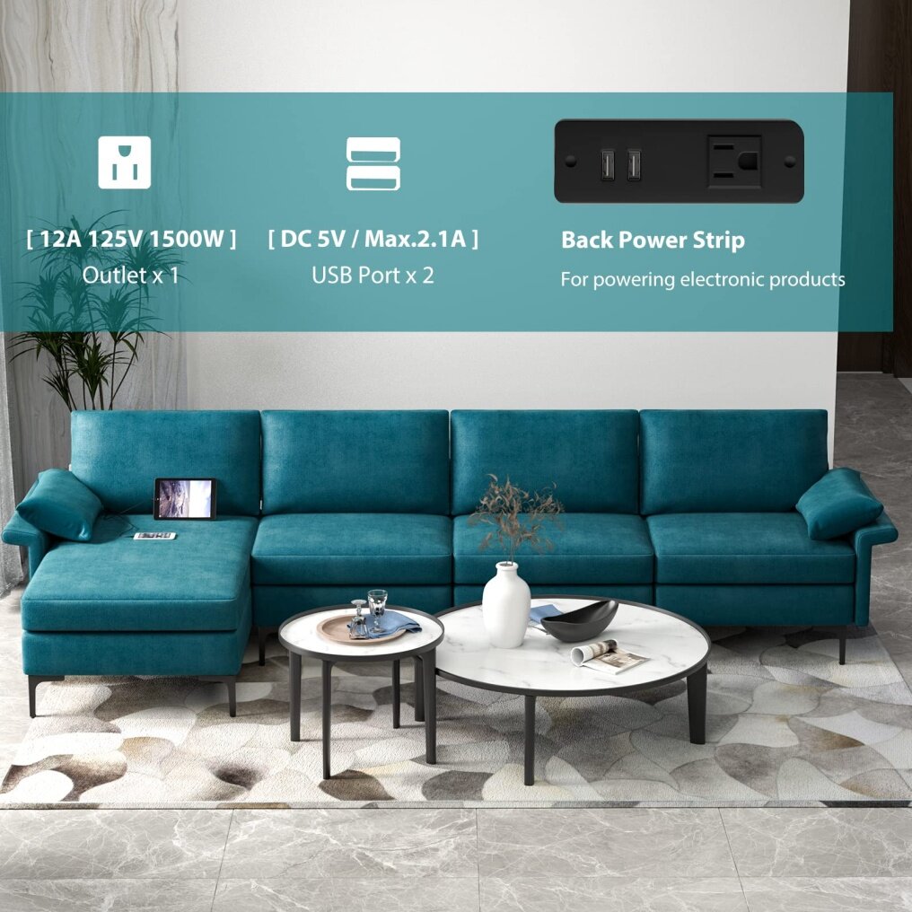KOMFOTT 100.5 Inch Extra Large L Shaped Sectional Sofa Couch, 3-Seat Sofa with Reversible Chaise Lounge