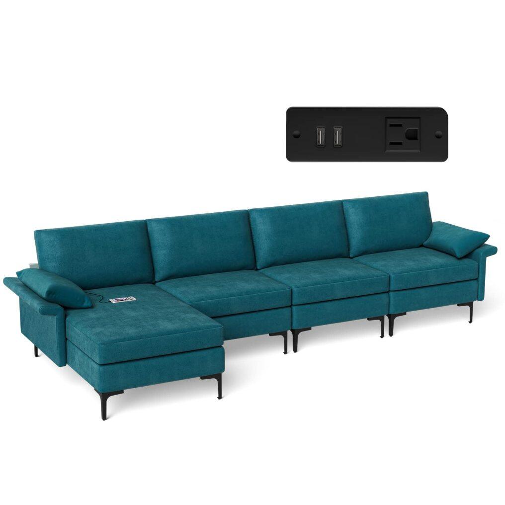 KOMFOTT 100.5 Inch Extra Large L Shaped Sectional Sofa Couch, 3-Seat Sofa with Reversible Chaise Lounge
