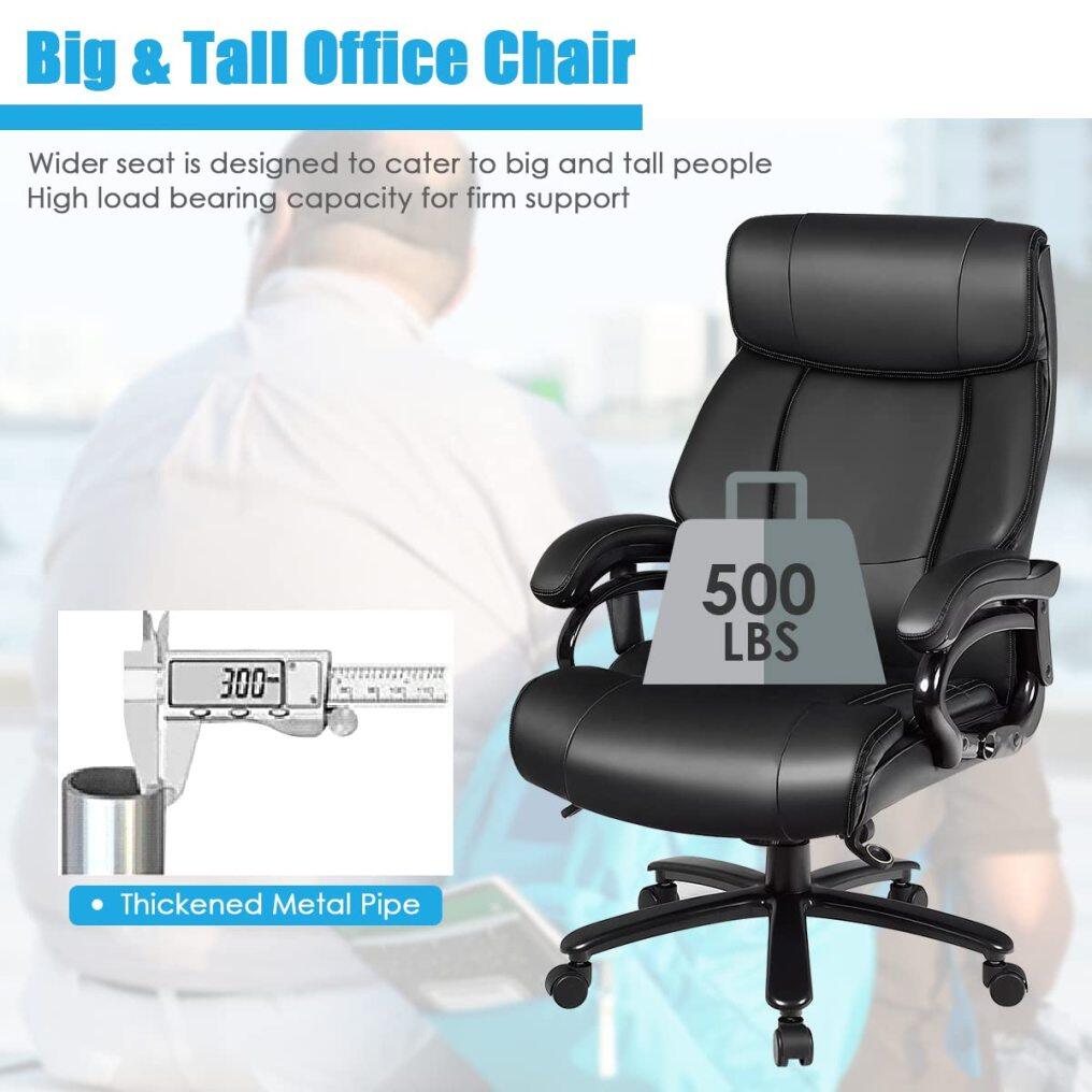 Komfott Big and Tall Office Chair, Massage Executive Chair w/ 6 Vibrating Points, Soft Sponge