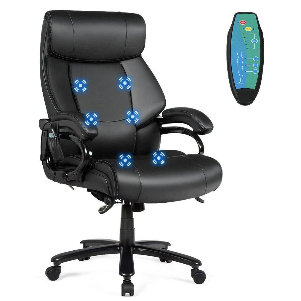 Komfott Big and Tall Office Chair, Massage Executive Chair w/ 6 Vibrating Points, Soft Sponge