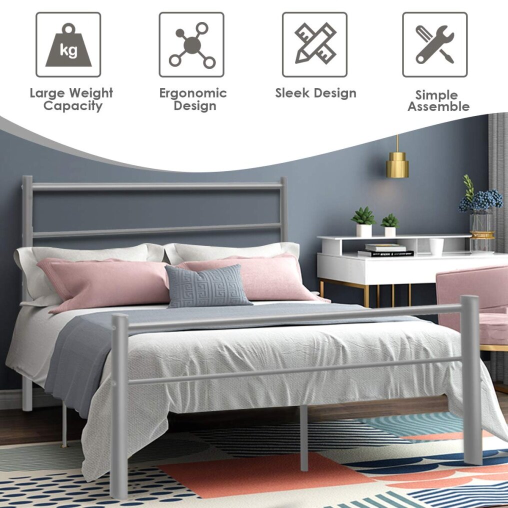 Reinforced Metal Bed Frame Full Size, Double Bed Platform