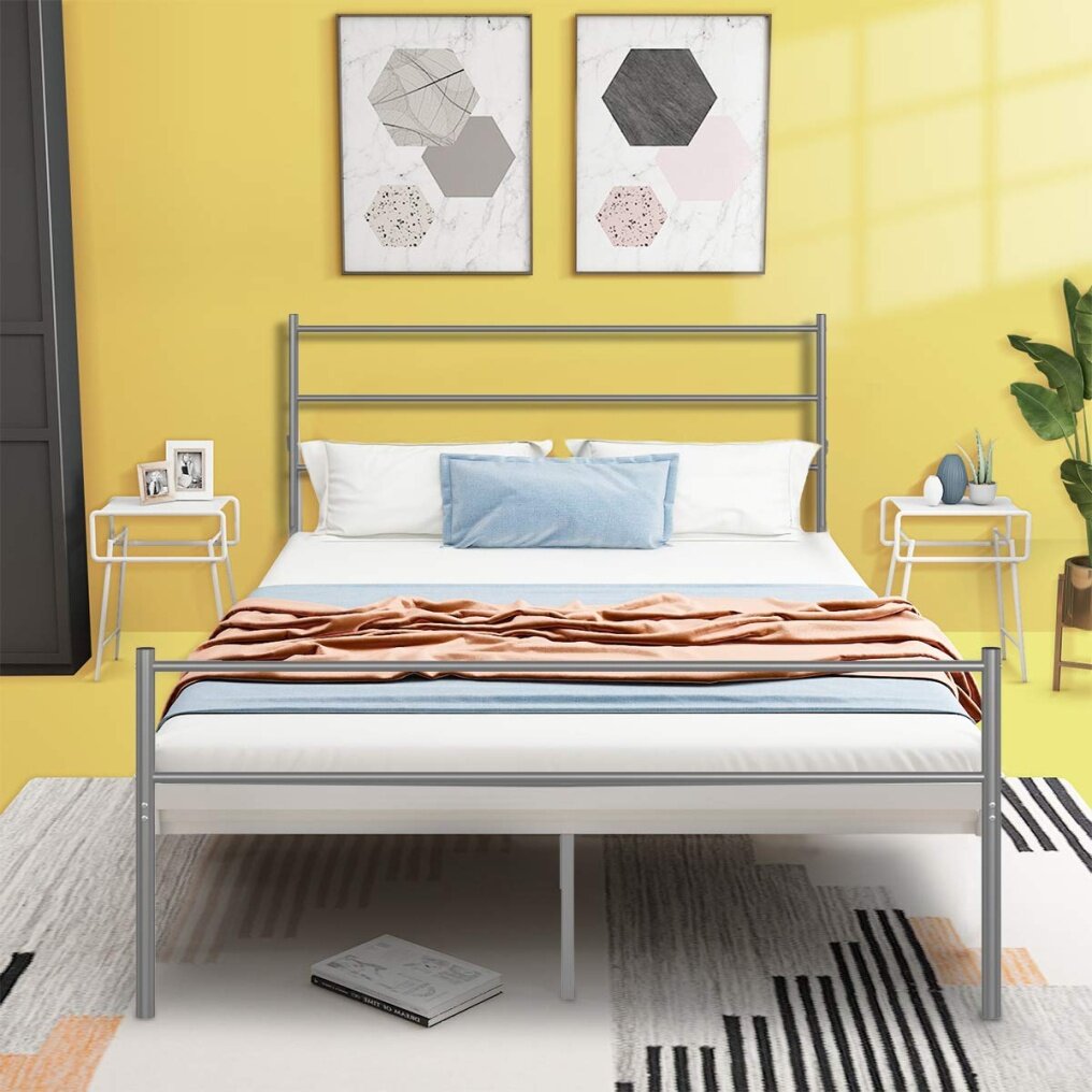Reinforced Metal Bed Frame Full Size, Double Bed Platform