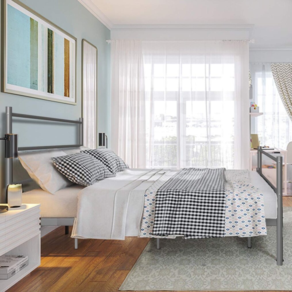 Reinforced Metal Bed Frame Full Size, Double Bed Platform