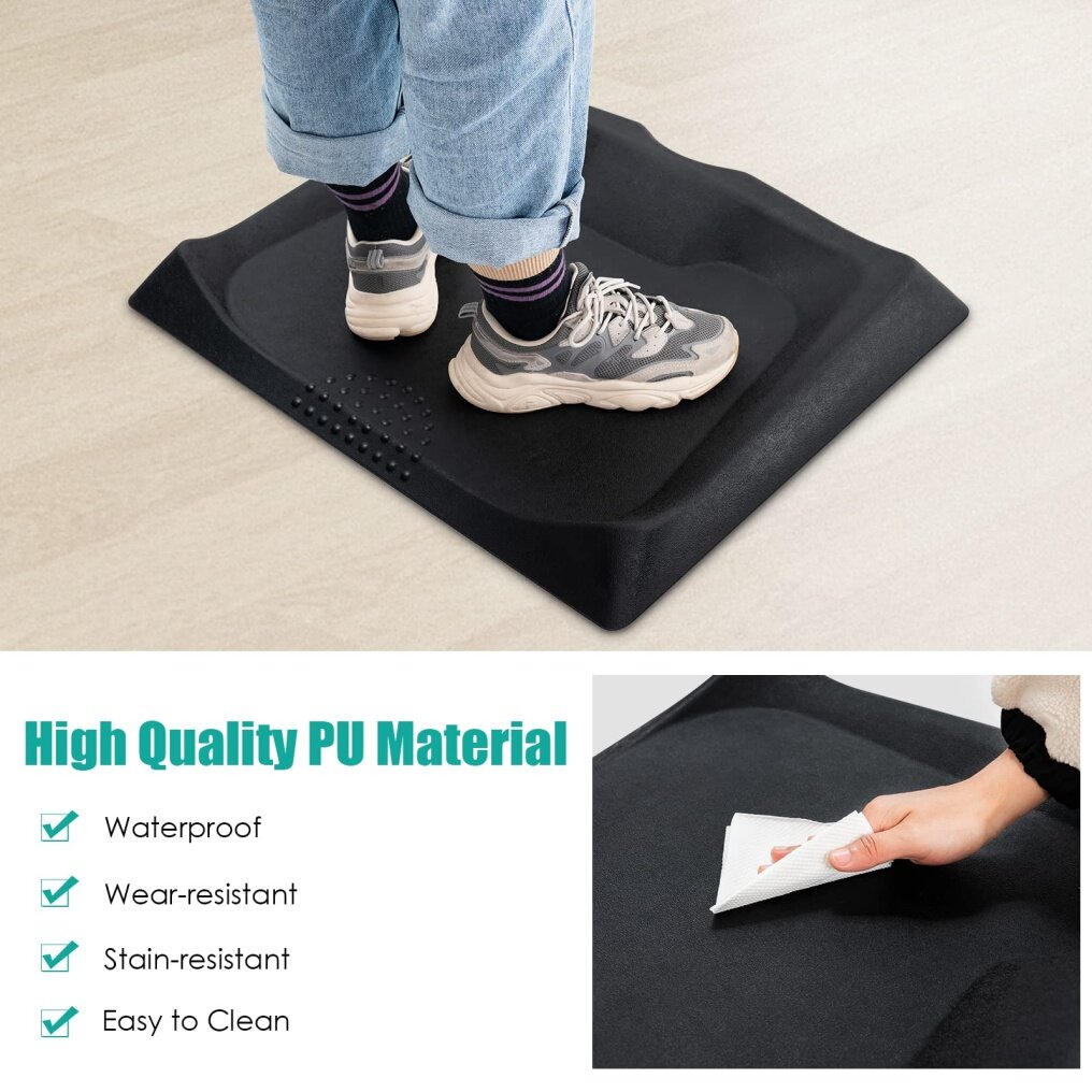 Standing Mat for Stand up Desk w/ Foot Massage Points Diverse Terrain & Beveled Edges